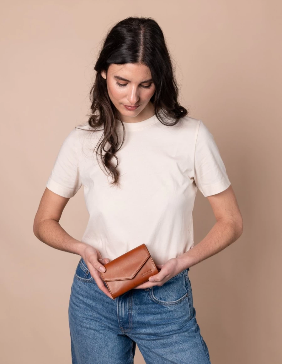 O My Bag Women's Cognac Classic Leather Magnetic Closure Purse - Jo'S Purse