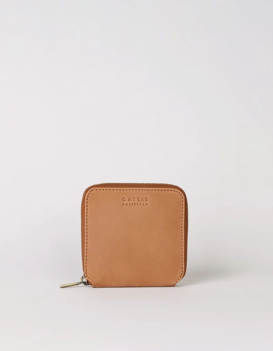 O My Bag Men's Sonny Square Wallet in Camel Hunter Leather - Premium Leather Bifold Wallet for Men