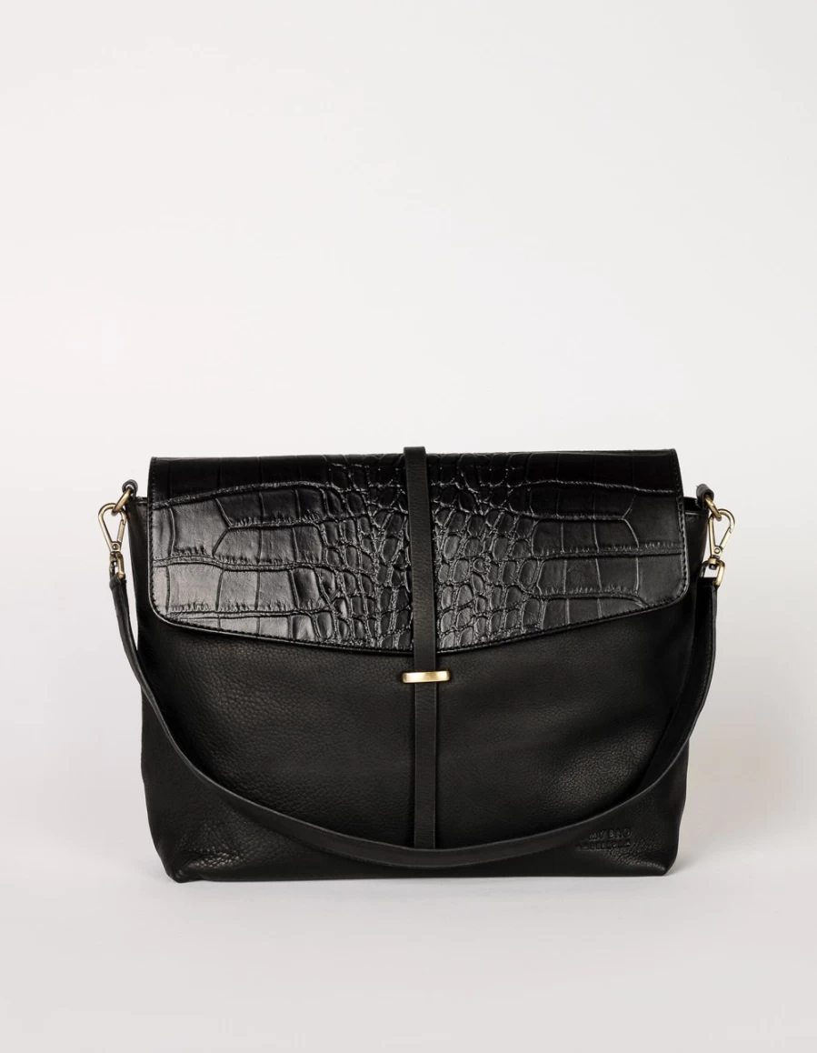 "O My Bag Ella Women's Black Classic Croco Leather Handbag"
