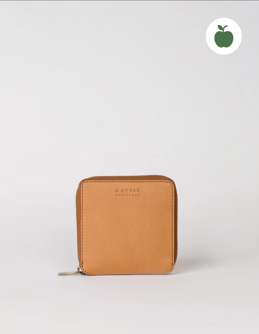 O My Bag Men's Cognac Apple Leather Square Wallet - Sonny Style Premium Bifold for Men