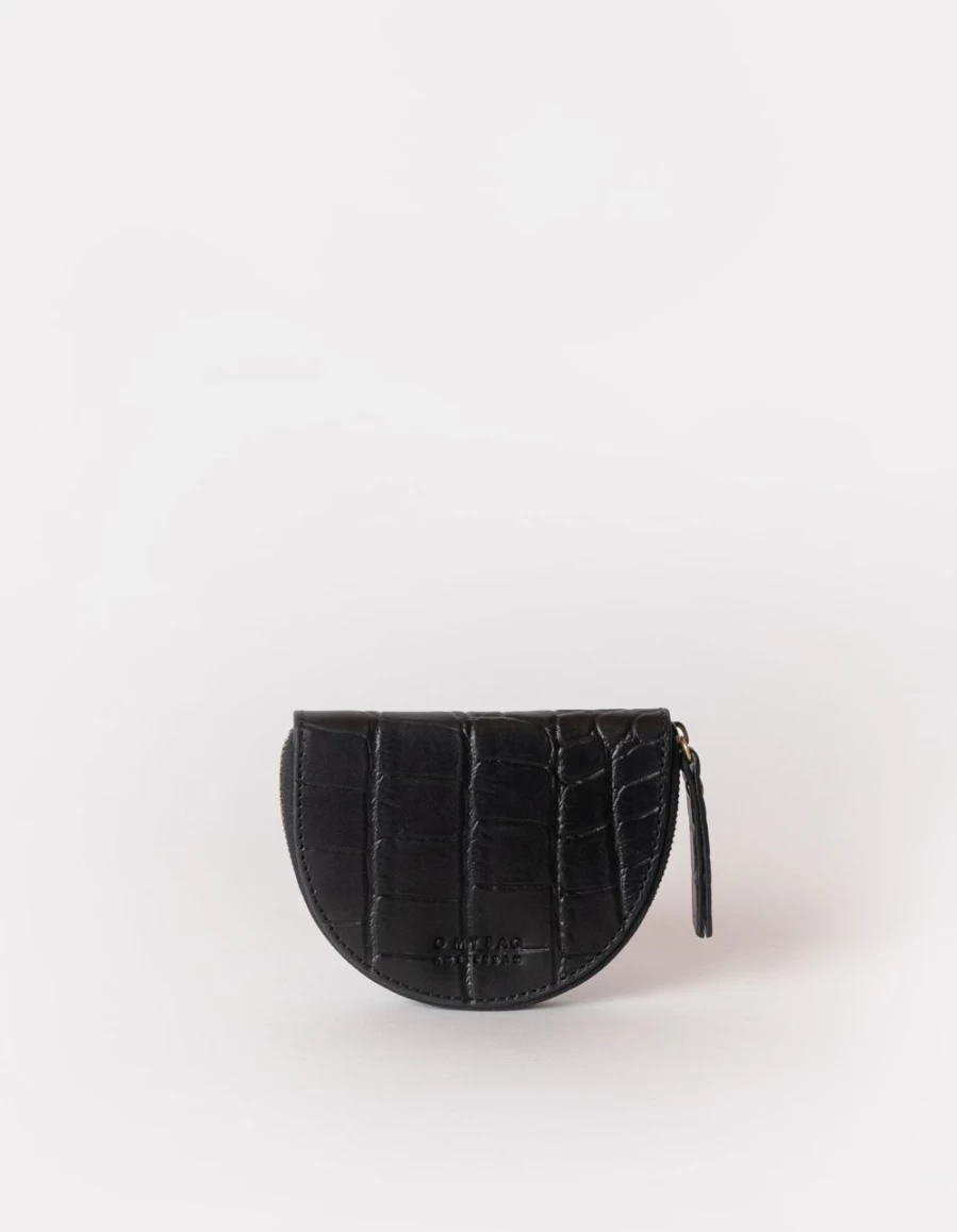 O My Bag Men's Black Classic Croco Laura Coin Purse - Stylish Leather Wallet for Men