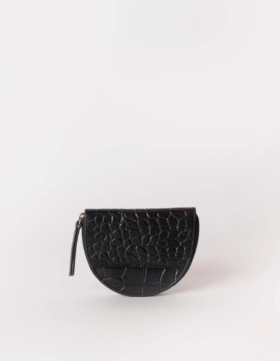 O My Bag Men's Black Classic Croco Laura Coin Purse - Stylish Leather Wallet for Men