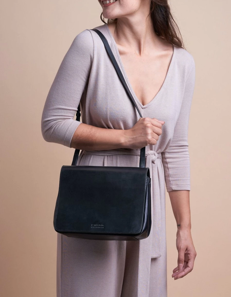 O My Bag Women's Black Classic Leather Lucy Handbag