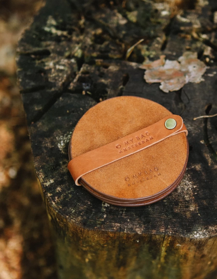 "O My Bag Wild Oak Soft Grain Leather Coasters for Women – Premium Handmade Leather Drink Coasters Set"