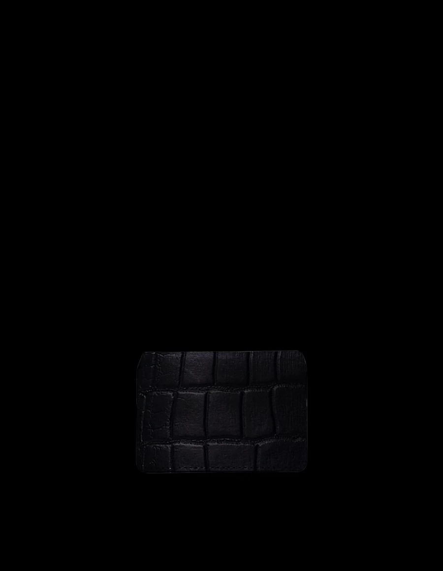 O My Bag Men's Black Classic Croco Cassie's Cardcase Wallet